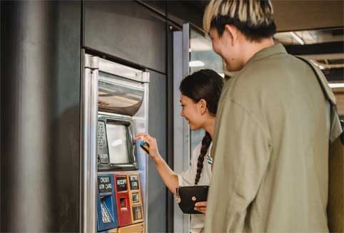 Dubai Metro tickets and Nol cards at a station ticket machine