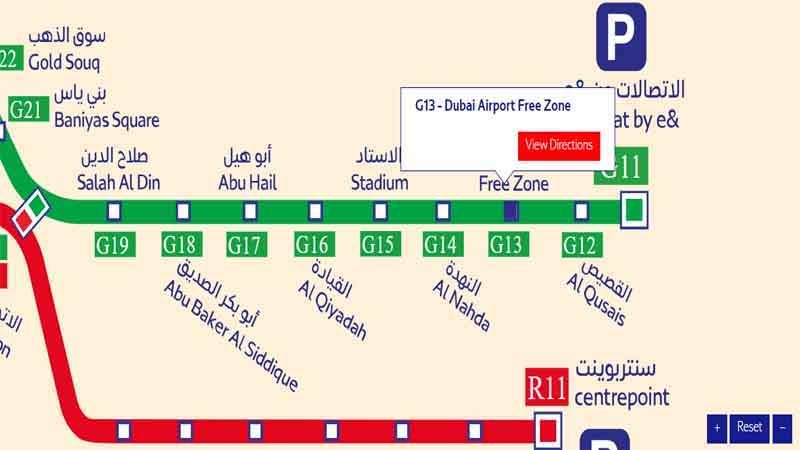 Dubai Airport Freezone Metro Station (G13) on the Dubai Metro Green Line