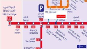 Sobha Realty metro station, interchange with the Dubai Tram