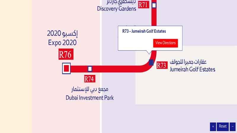 Jumeirah Golf Estates metro station, footbridge link to Etihad Rail Al Yalayis