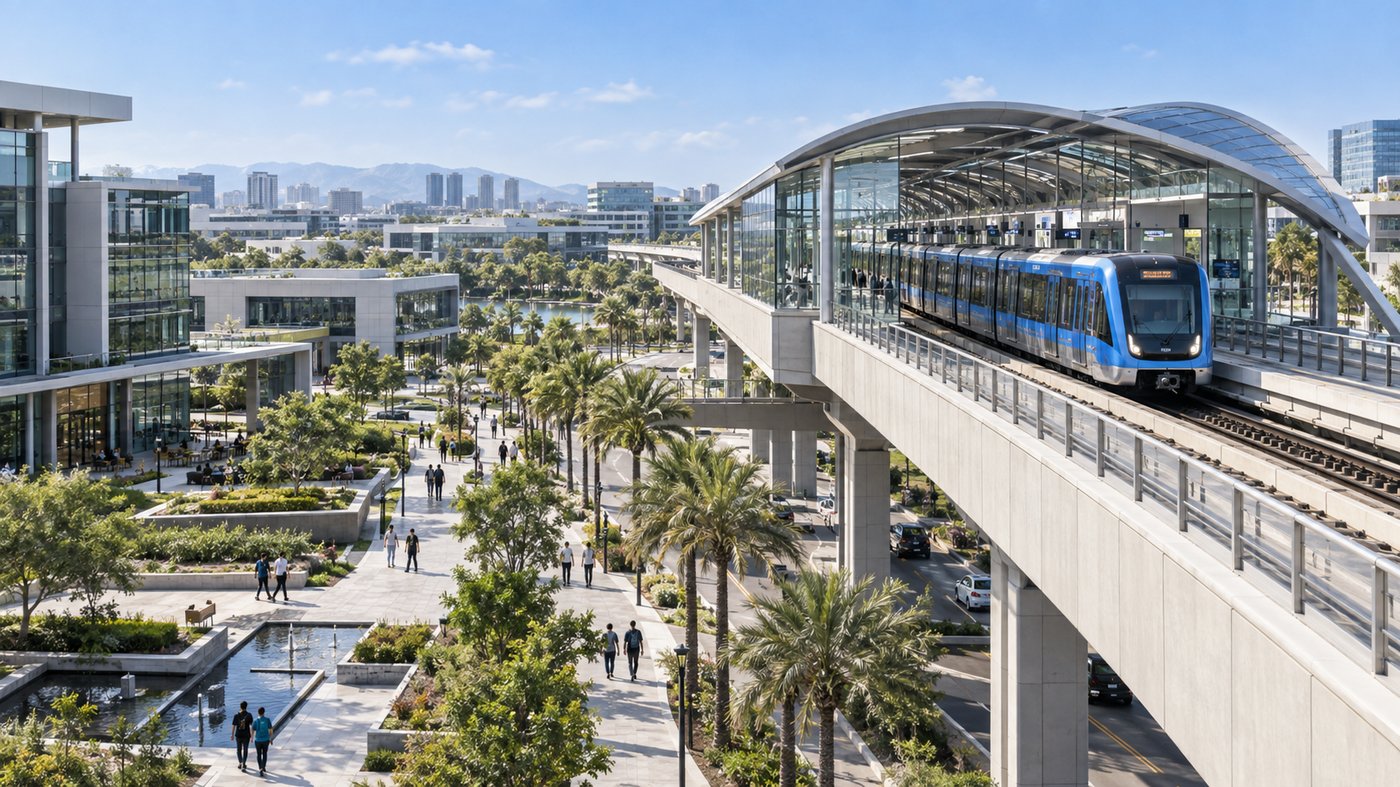 Render of the Blue Line station at Dubai Silicon Oasis tech district