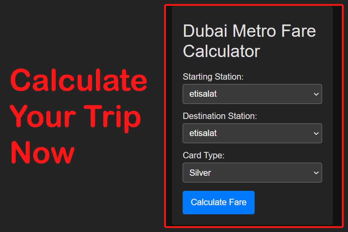 dubai metro calculator